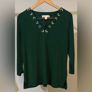 Michael Kors Emerald Blouse with Metallic Details